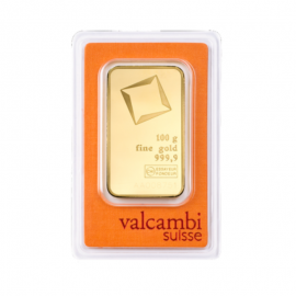 100 g investicinio aukso luitas Valcambi 999.9