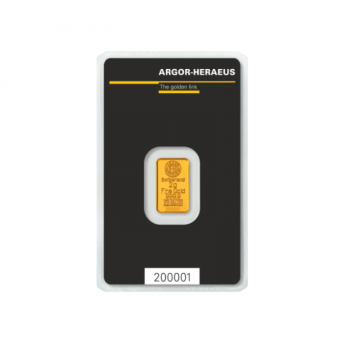 2 g investicinio aukso luitas Argor-Heraeus Kinebar 999.9