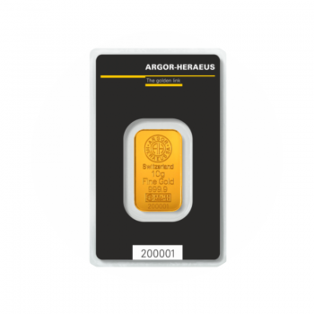 10 g investicinio aukso luitas Argor-Heraeus Kinebar 999.9