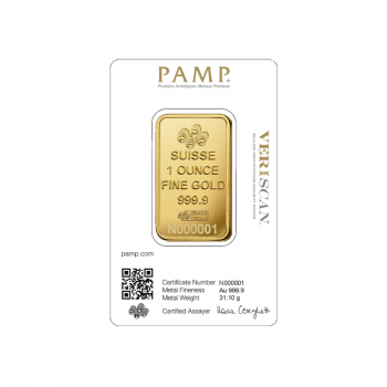 1 oz (31.10 g) investicinio aukso luitas, PAMP 999.9