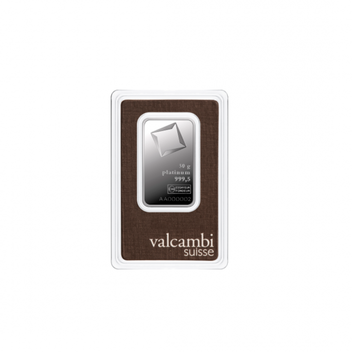 50 g platinum bar Valcambi 999.5