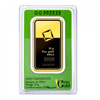 50 g investicinio aukso luitas Green Gold, Valcambi 999.9