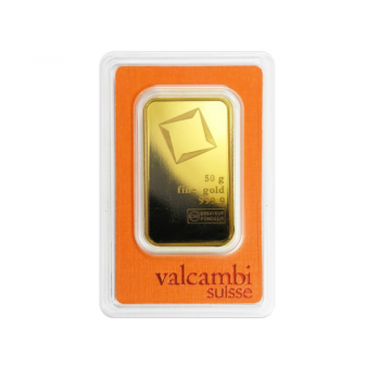 50 g investicinio aukso luitas Valcambi 999.9