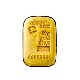 50 g lietas investicinio aukso luitas Valcambi 999.9 