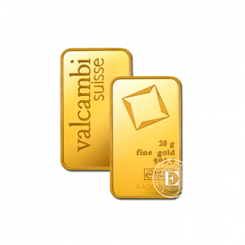 20 g investicinio aukso luitas Valcambi 999.9