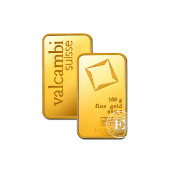 100 g investicinio aukso luitas Valcambi 999.9