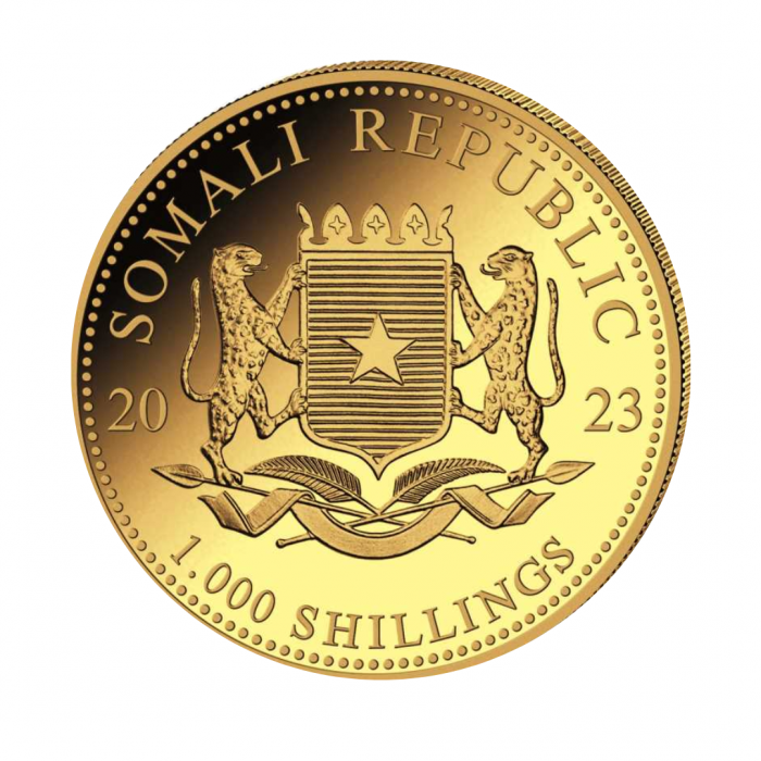 1 oz (31.10 g) złota moneta African Wildlife, Leopard, Somalia 2023
