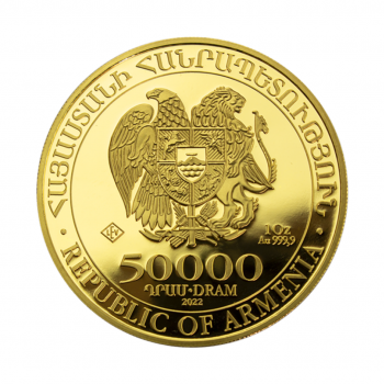1 oz (31.10 g) auksinė moneta Nojaus arka, Armėnija 2022 (su sertifikatu)