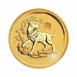1 oz (31.10 g) auksinė moneta Lunar II Šuo, Australija 2018