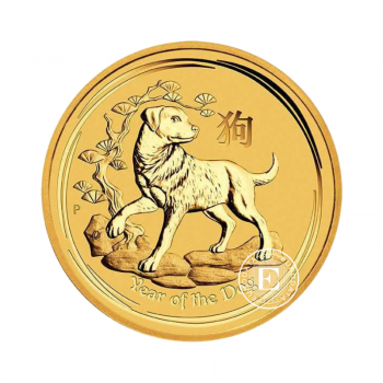 1 oz (31.10 g) gold coin Lunar II - Dog, Australia 2018