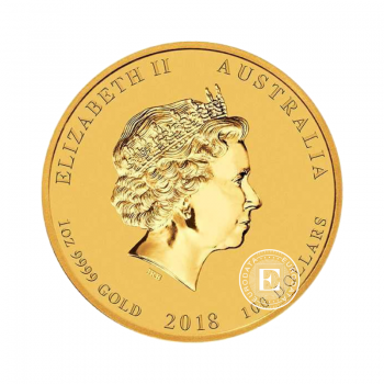 1 oz (31.10 g) gold coin Lunar II - Dog, Australia 2018