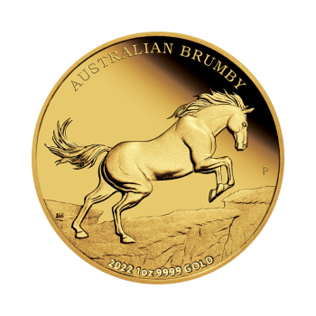 1 oz (31.10 g) auksinė PROOF moneta Brumby, Australija 2022 (tiražas 250 vnt.)