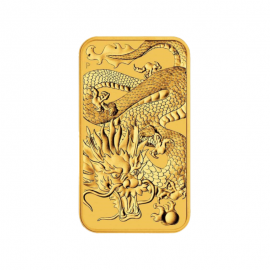 1 oz auksinė stačiakampė moneta Drakonas, Australija 2022 