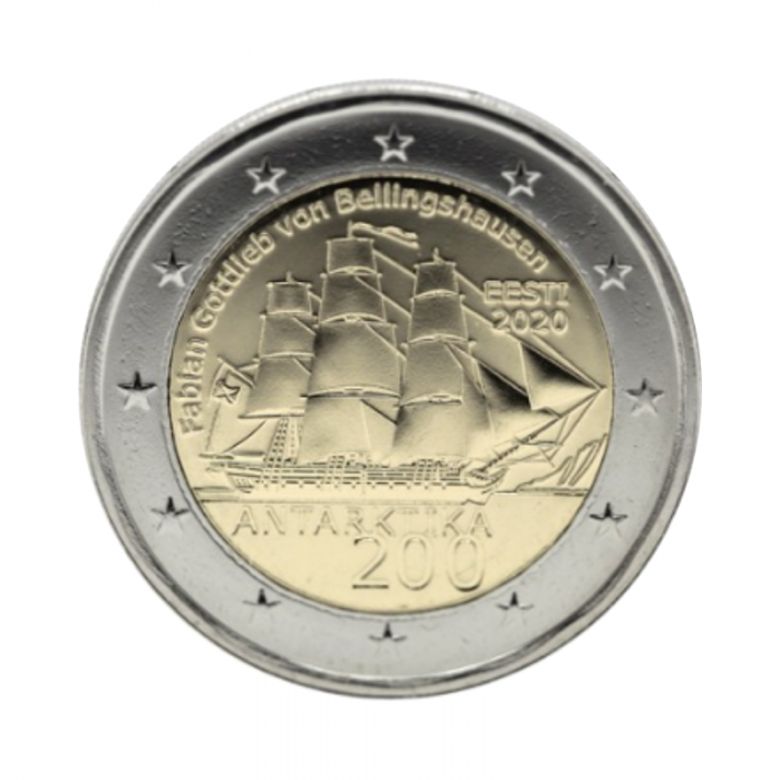 2 eurų moneta Antarktidos atradimas 200 metų jubilejus, Estija 2020