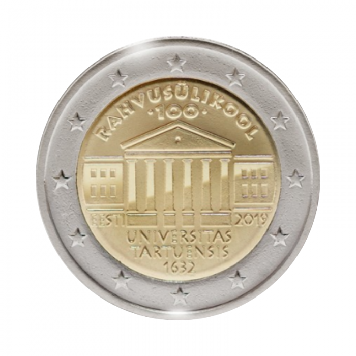 2 eurų monetų ritinėlis Tartu universiteto šimtosios metinės, Estija 2019