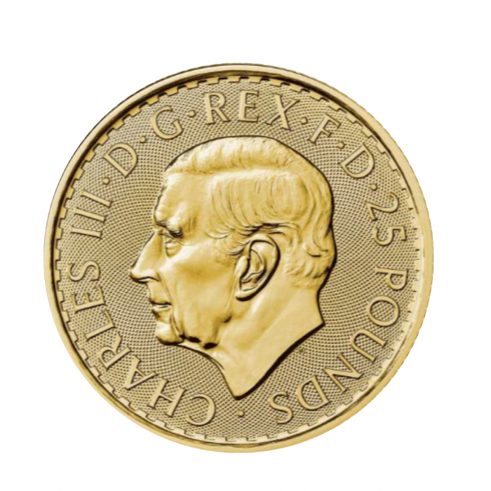1/4 oz (7.78 g) auksinė moneta Britannia, Karalius Charlesas III, Didžioji Britanija 2023
