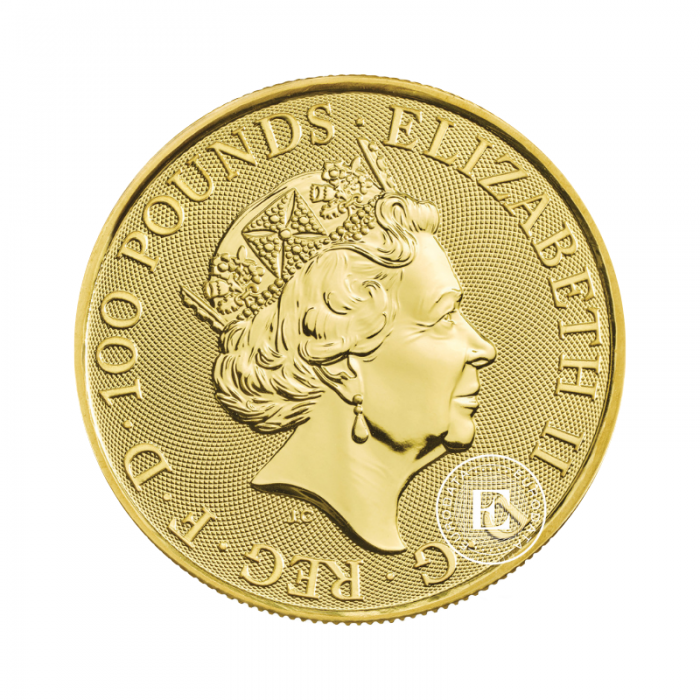 1 oz (31.10 g) złota moneta White Lion, Wielka Brytania 2020 || Queen's Beasts