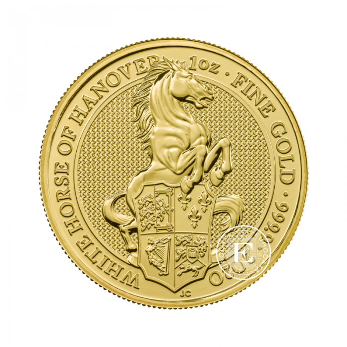1 oz (31.10 g) auksinė moneta Queen's Beasts, Baltasis Žirgas, Didžioji Britanija 2020
