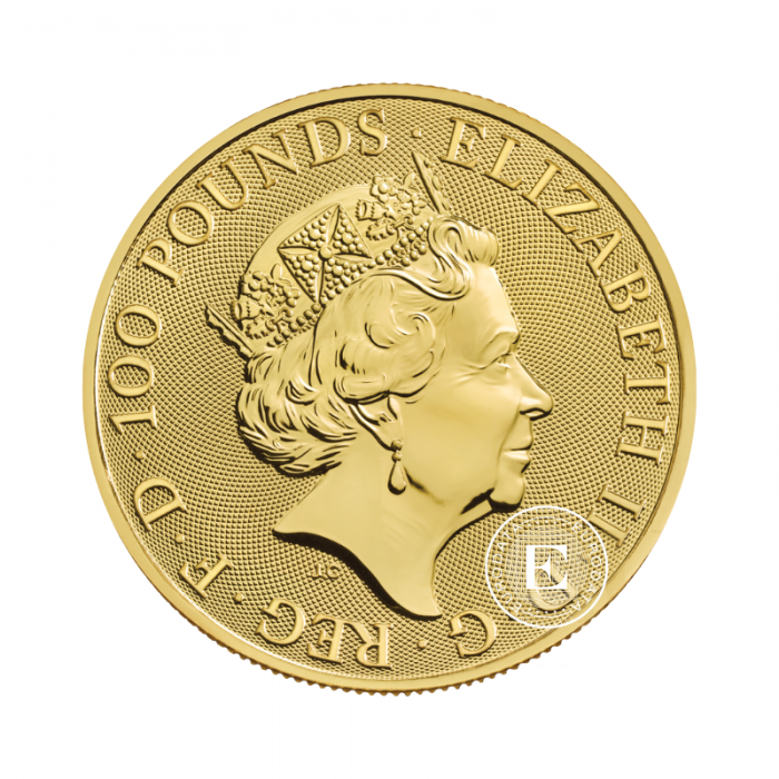 1 oz (31.10 g) złota moneta White Horse, Wielka Brytania 2020 || Queen's Beasts