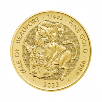 1/4 oz (7.78 g) auksinė moneta Yale of Beaufort, The Royal Tudor Beasts, D. Britanija 2023