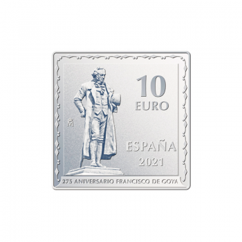 10 Eurų sidabrinė spalvota moneta Francisco de Goya Aitvaras, Ispanija 2021