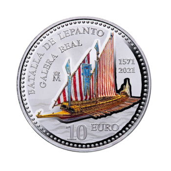 10 eur sidabrinė spalvota moneta Lepanto mūšis, Ispanija 2021