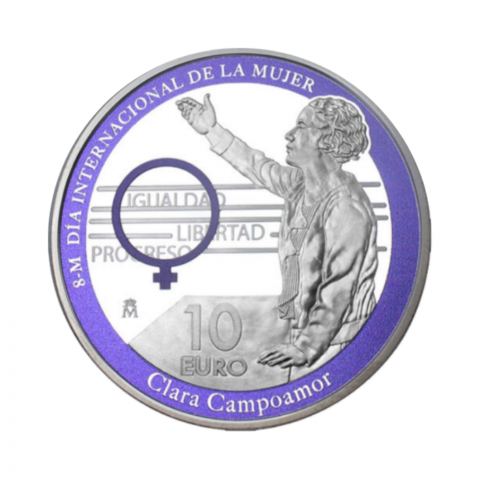10 Eur silver colored coin Clara Campoamor, Spain 2022