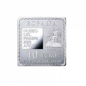 10 eurų sidabrinė spalvota moneta Princas Baltazaras Karolis ant žirgo, Ispanija 2019