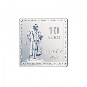 10 Eurų sidabrinė spalvota moneta Francisco de Goya Skėtis, Ispanija 2021
