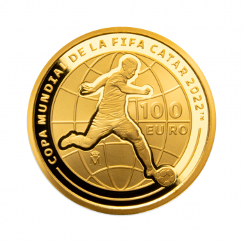 100 eurų (6.75 g) auksinė PROOF moneta FIFA pasaulio taurė Kataras 2022, Ispanija 2021