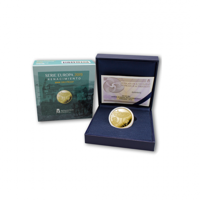 200 euro (13.5 g) pièce d'or PROOF Europa Program - Renaissance, Espagne 2019