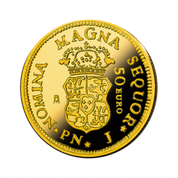 50 eurų auksinė moneta 150-osios Eskudo metinės, Ispanija 2018