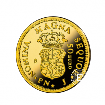 50 eurų (3.375 g) auksinė PROOF moneta  150-osios Eskudo metinės, Ispanija 2018