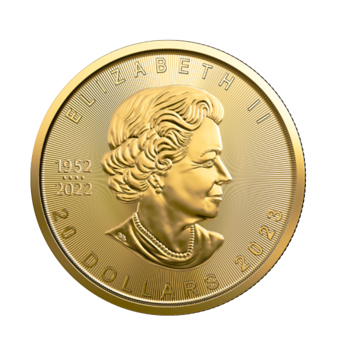 1/2 oz (15.55 g) auksinė moneta Klevo lapas, Kanada 2023