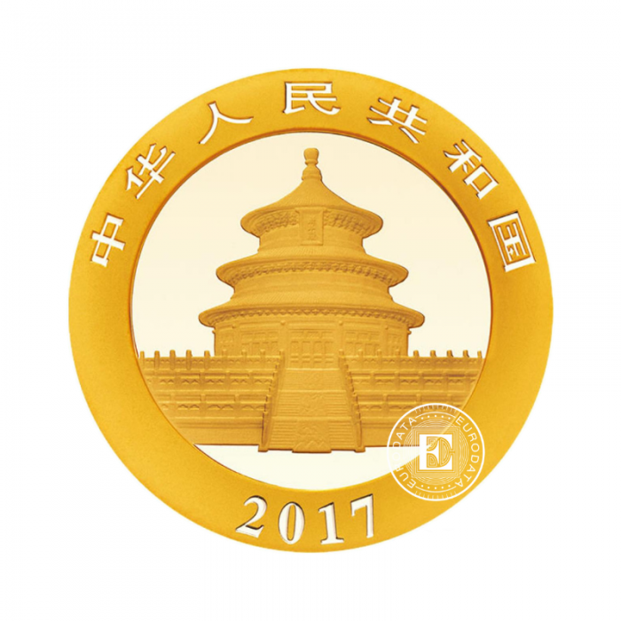 1 g złota moneta Panda, Chiny 2017