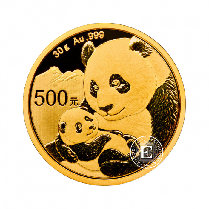 30 g auksinė moneta Panda, Kinija 2019
