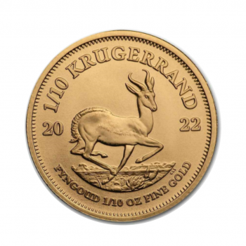 1/10 oz (3.11 g) auksinė moneta Krugerrand, Pietų Afrikos Respublika 2022