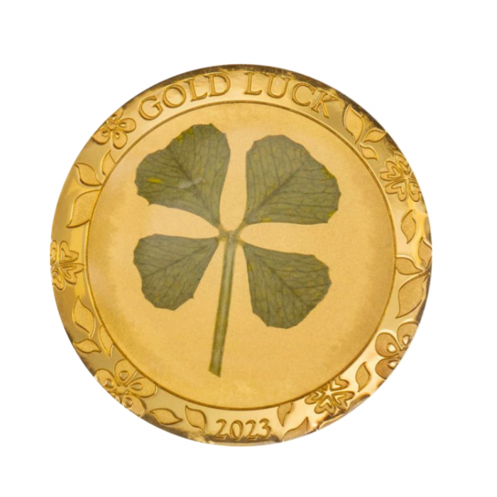 1 dolerio auksinė moneta Keturių lapų dobilas, Palau 2023