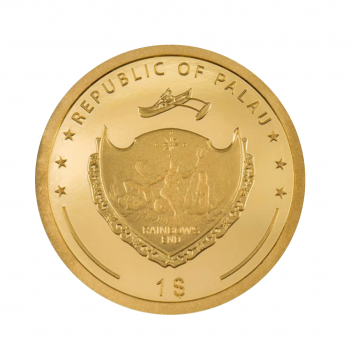 1 dolerio auksinė moneta Keturių lapų dobilas, Palau 2023
