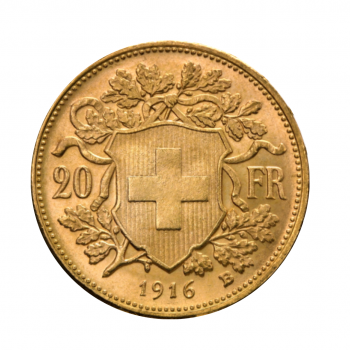 20 frankų (6.45 g) auksinė moneta Helvetia, Šveicarija