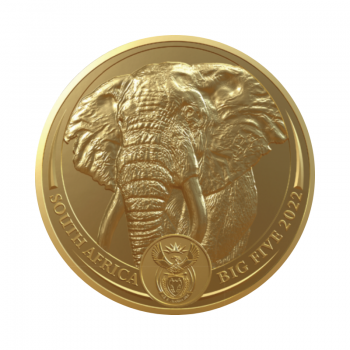 1 oz (31.10 g) auksinė moneta Dramblys, Didysis penketas, Pietų Afrikos Respublika 2022