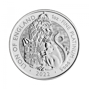 1 oz (31.10 g) platininė moneta Anglijos liūtas, Tudor, Didžioji Britanija 2022