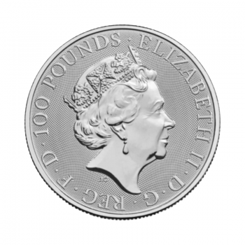 1 oz (31.10 g) platininė moneta Anglijos liūtas, Tudor Beasts, Didžioji Britanija 2022