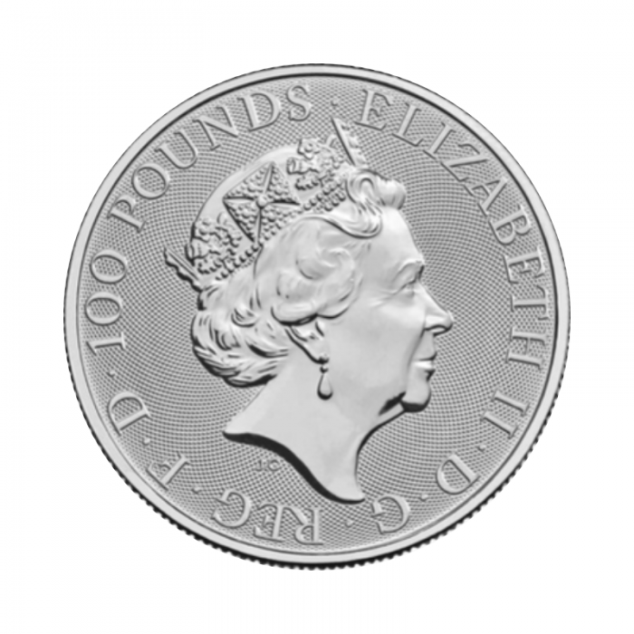 1 oz platininė moneta Anglijos liūtas, Tudor, Didžioji Britanija 2022