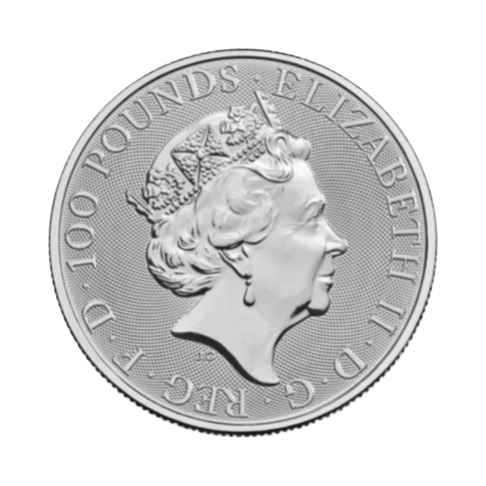 1 oz (31.10 g) platininė moneta Anglijos liūtas, Tudor Beasts, Didžioji Britanija 2022