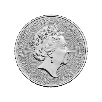 1 oz platininė moneta Jeilis, D. Britanija 2023, Tiudorų žvėrys