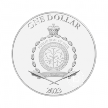 1 dolerio (17.50 g) sidabrinė vestuvinė moneta, Niujė 2023