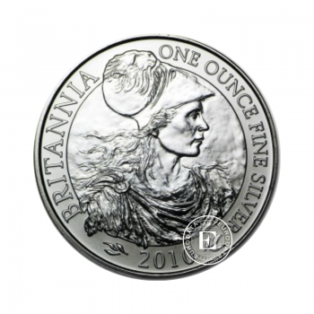 1 oz (31.10 g) sidabrinė moneta Britannia, D. Britanija 2010