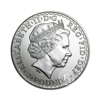 1 oz (31.10 g) sidabrinė moneta Britannia, D. Britanija 2010
