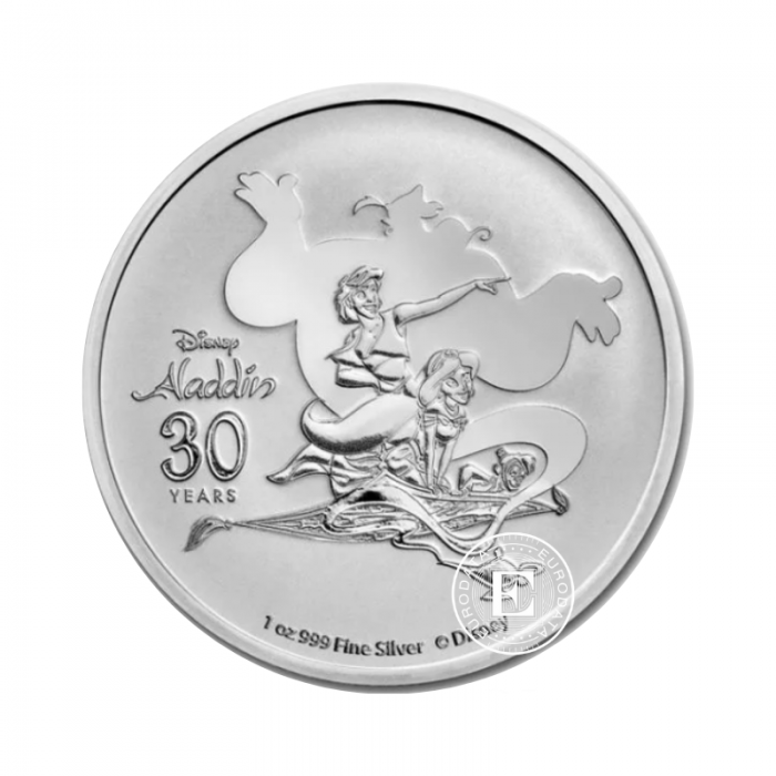 1 oz (31.10 g) sidabrinė moneta Disneys Aladdin, Niujė 2022